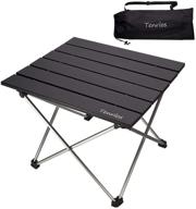 🏕️ convenient portable camping table: collapsible beach table with aluminum top, carry bag included - ideal for outdoor cooking, hiking, travel, picnic, rv - foldable, sturdy design in sleek black логотип