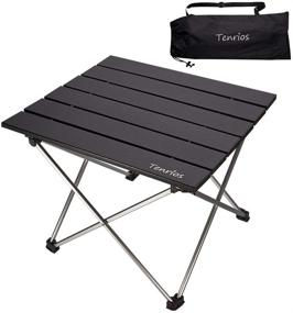 img 4 attached to 🏕️ Convenient Portable Camping Table: Collapsible Beach Table with Aluminum Top, Carry Bag Included - Ideal for Outdoor Cooking, Hiking, Travel, Picnic, RV - Foldable, Sturdy Design in Sleek Black