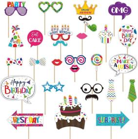 img 3 attached to 🎉 Vibrant Birthday Photo Booth Props Kit: 30 Colorful Funny Birthday Theme Props with Glue, Sticks & Craft Cut Outs - Perfect for Party Celebration Decorations!