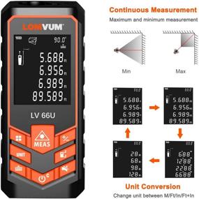 img 1 attached to 📏 Laser Measure 393Ft - LOMVUM Laser Tape Measure Tool with M/In/Ft Unit Switching, Backlit LCD, Pythagorean Mode, Distance, Area and Volume Measurement - Carry Pouch and Battery Included