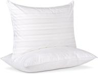 🌟 puredown luxury white goose feather pillows - set of 2 outer protectors, 100% premium cotton fabric, standard/queen size logo