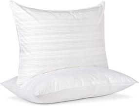 img 4 attached to 🌟 puredown Luxury White Goose Feather Pillows - Set of 2 Outer Protectors, 100% Premium Cotton Fabric, Standard/Queen size