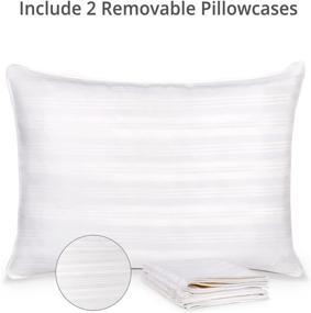 img 3 attached to 🌟 puredown Luxury White Goose Feather Pillows - Set of 2 Outer Protectors, 100% Premium Cotton Fabric, Standard/Queen size