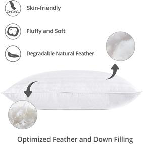 img 2 attached to 🌟 puredown Luxury White Goose Feather Pillows - Set of 2 Outer Protectors, 100% Premium Cotton Fabric, Standard/Queen size