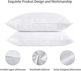 img 1 attached to 🌟 puredown Luxury White Goose Feather Pillows - Set of 2 Outer Protectors, 100% Premium Cotton Fabric, Standard/Queen size