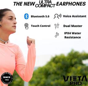 img 3 attached to 🎧 VIETA PRO IT 2021 Upgraded True Wireless Bluetooth 5.0 Earbuds with Charging Case - Ultra-Compact, IPX4 Sweat & Water Resistant, Hi-Fi Stereo, Dual Master, Half in-Ear Earphones - Black for Office, Home, and Sports