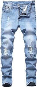 img 4 attached to Lanscadran Boy's Skinny Fit Ripped Distressed Stretch Fashion Denim Jeans Pants: Trendy & Comfortable Choice for Boys