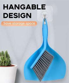 img 1 attached to Blue Small Dustpan and Brush Set - Ideal for Desk, Home, and Kitchen