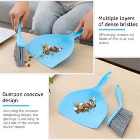 img 2 attached to Blue Small Dustpan and Brush Set - Ideal for Desk, Home, and Kitchen
