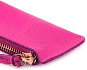 img 2 attached to Londo Zippered Genuine Leather Pen And Pencil Case (Pink)