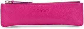 img 4 attached to Londo Zippered Genuine Leather Pen And Pencil Case (Pink)