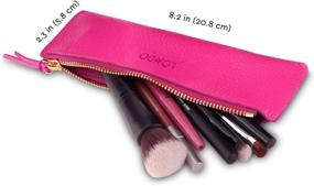 img 3 attached to Londo Zippered Genuine Leather Pen And Pencil Case (Pink)