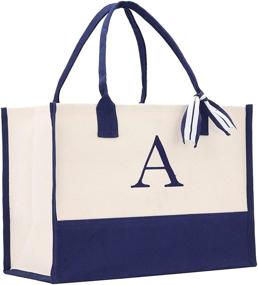 img 4 attached to Monogram Cotton Canvas Personalized Letter Women's Handbags & Wallets in Totes