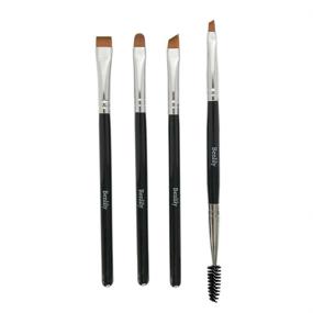 img 4 attached to 🖌️ BENLILY 4 Piece Eyebrow Brushes Set Eyeliner Grooming Kit - Angled, Flat, Shader, and Spoolie Brushes