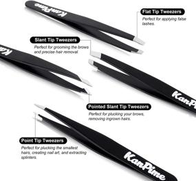 img 2 attached to 🔧 Professional Stainless Steel Tweezers Set with Storage Case - KanPime Precision Kit for Eyebrows, Facial Hair, Splinter and Ingrown Hair Removal (Black)