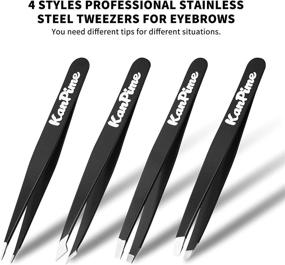 img 3 attached to 🔧 Professional Stainless Steel Tweezers Set with Storage Case - KanPime Precision Kit for Eyebrows, Facial Hair, Splinter and Ingrown Hair Removal (Black)