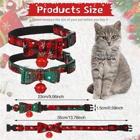 img 3 attached to 🎄 Christmas Cat Collar Set: 4 Adjustable Safety Collars with Bow Tie, Bell, Snowflake Plaid, and Flower - Perfect Holiday Accessories for Small Animals