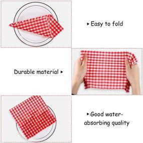 img 2 attached to 🍽️ 100 Sheet Gingham Paper Napkins: Disposable Classic Checkered Red and White 12.9 x 12.9 Inch Napkins for Family Dinner, Picnic, Barbecue & Party - 3 Layers, New Year, Christmas, Birthday