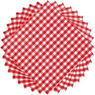 🍽️ 100 sheet gingham paper napkins: disposable classic checkered red and white 12.9 x 12.9 inch napkins for family dinner, picnic, barbecue & party - 3 layers, new year, christmas, birthday logo