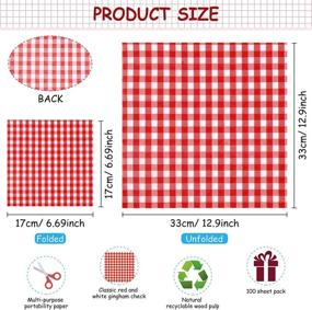 img 3 attached to 🍽️ 100 Sheet Gingham Paper Napkins: Disposable Classic Checkered Red and White 12.9 x 12.9 Inch Napkins for Family Dinner, Picnic, Barbecue & Party - 3 Layers, New Year, Christmas, Birthday