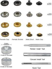 img 3 attached to 🧷 Lynda Metal Snap Button Set: 80 Sets, 4 Colors Fasteners with Fixing Tools - Perfect for Leather & DIY Craft, Overalls, Jacket, Jeans - 12.5mm Diameter