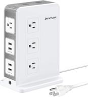 💡 jackyled башня сетевого фильтра с защитой от перенапряжения: 10 розеток + 4 usb-порта, 6-футовый силовой кабель для зарядки множества устройств дома, в офисе, общежитии, игровой комнате, на автодоме. логотип