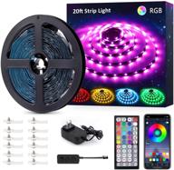 🌈 enhance your space with novostella 20ft rgb smart led strip lights kit - music sync, color changing, dimmable, 44 key rf remote - perfect for home lighting kitchen bar logo