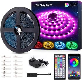 img 4 attached to 🌈 Enhance Your Space with Novostella 20ft RGB Smart LED Strip Lights Kit - Music Sync, Color Changing, Dimmable, 44 Key RF Remote - Perfect for Home Lighting Kitchen Bar