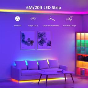 img 2 attached to 🌈 Enhance Your Space with Novostella 20ft RGB Smart LED Strip Lights Kit - Music Sync, Color Changing, Dimmable, 44 Key RF Remote - Perfect for Home Lighting Kitchen Bar