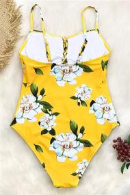 img 2 attached to 🌻 CUPSHE Women's Yellow Floral Print Lace Up One Piece Swimsuit for Stylish Bathing