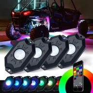 🌈 набор светодиодных рок-огней xprite rgb с bluetooth-контроллером для внедорожных utv atv грузовиков внедорожников мотоциклов лодок - многоцветные неоны для подсветки снизу с режимами мигания и музыкой - комплект из 4 подсветок логотип