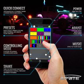 img 2 attached to 🌈 Набор светодиодных рок-огней Xprite RGB с Bluetooth-контроллером для внедорожных UTV ATV грузовиков внедорожников мотоциклов лодок - многоцветные неоны для подсветки снизу с режимами мигания и музыкой - комплект из 4 подсветок