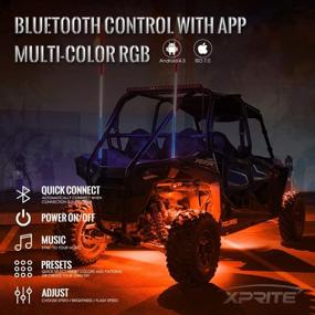 img 1 attached to 🌈 Набор светодиодных рок-огней Xprite RGB с Bluetooth-контроллером для внедорожных UTV ATV грузовиков внедорожников мотоциклов лодок - многоцветные неоны для подсветки снизу с режимами мигания и музыкой - комплект из 4 подсветок