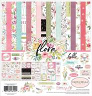 🌸 flora no.3 collection kit paper - teal, pink, purple, green, blue by carta bella paper company logo