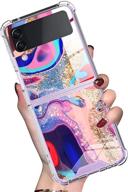 lsl clear marble design samsung galaxy z flip 3 5g case - shockproof slim phone cover with full body protection and wireless charging logo