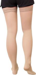 img 2 attached to 🧦 MD Non-slip Medical Graduated Compression Thigh High Support Socks for Women - Nude, 15-20mmHg - Enhances Blood Circulation, Relieves Varicose Veins, Perfect for Air Travel