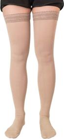 img 3 attached to 🧦 MD Non-slip Medical Graduated Compression Thigh High Support Socks for Women - Nude, 15-20mmHg - Enhances Blood Circulation, Relieves Varicose Veins, Perfect for Air Travel