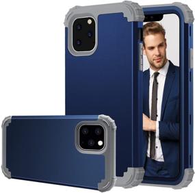 img 4 attached to 📱 Чехол Fingic "Navy Blue" для iPhone 11 Pro - 3 в 1, гибридная защита с прочным бампером, антипутанный шокопоглотительный дизайн для Apple iPhone 11 Pro 5.8" 2019 - материалы из прочного ПК и мягкого силикона.