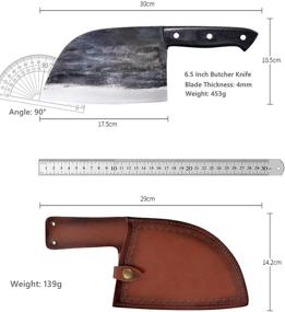 img 3 attached to Премиум-сербский поварской нож: высокоуглеродистая сталь с покрытием Almasi Бутиковый кухонный кинжал для мяса, полное крепление, с кожаным ножным.