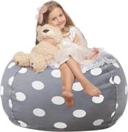 🐻 aubliss stuffed animal storage bean bag chair cover - x-large 48" - canvas dot grey (no beans) - ideal stuff 'n sit for kids logo