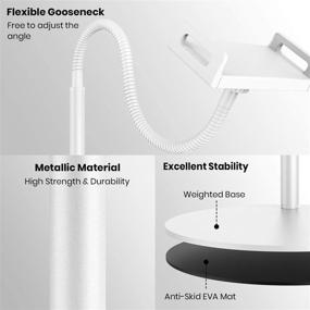 img 1 attached to Klearlook Tablet Floor Stand: Height Adjustable Gooseneck Holder, 360 Rotation, Flexible i'Pad Stand for Pro, Galaxy Tab, Surface Pro & More (White)