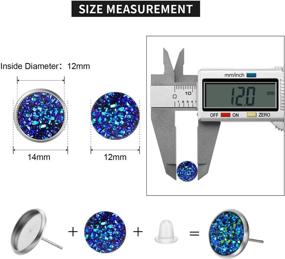 img 1 attached to 📿 200 Pieces 20 Colors Druzy Resin Cabochons with Stainless Steel Stud Earrings for Jewelry Making & DIY Craft (Silver, 12 mm)