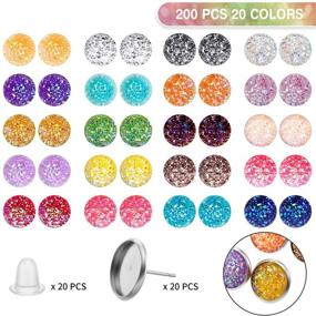 img 3 attached to 📿 200 Pieces 20 Colors Druzy Resin Cabochons with Stainless Steel Stud Earrings for Jewelry Making & DIY Craft (Silver, 12 mm)