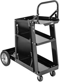 img 4 attached to VIVOHOME 3-Tier Rolling Welding Cart with Wheels, Tank Storage for TIG MIG Welder, Plasma Cutter - Black