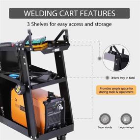 img 1 attached to VIVOHOME 3-Tier Rolling Welding Cart with Wheels, Tank Storage for TIG MIG Welder, Plasma Cutter - Black