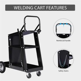 img 3 attached to VIVOHOME 3-Tier Rolling Welding Cart with Wheels, Tank Storage for TIG MIG Welder, Plasma Cutter - Black