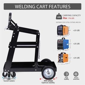 img 2 attached to VIVOHOME 3-Tier Rolling Welding Cart with Wheels, Tank Storage for TIG MIG Welder, Plasma Cutter - Black