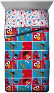 🛏️ jay franco sesame street elmo cookie squares twin comforter - ultra-soft children's bedding - long-lasting polyester microfiber fill (official sesame street product) logo