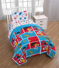 img 1 attached to 🛏️ Jay Franco Sesame Street Elmo Cookie Squares Twin Comforter - Ultra-Soft Children's Bedding - Long-Lasting Polyester Microfiber Fill (Official Sesame Street Product)