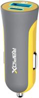 yellow rapidx x2pd compact & fast dual car charger with 30w usb-c pd logo